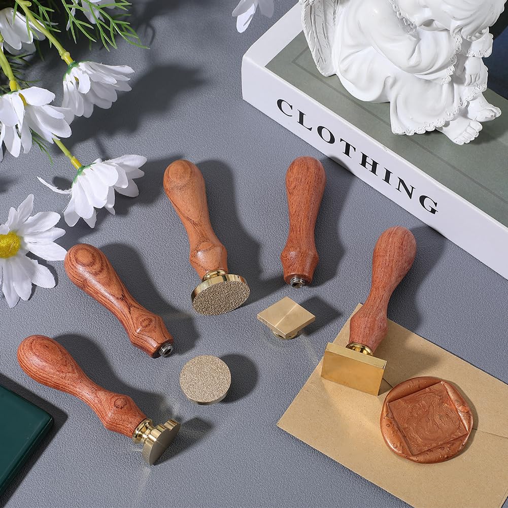 CRASPIRE Blank Wax Seal Stamp 30mm Square Vintage Removable Brass Head Wood Handle Sealing Wax Stamp without Engraving for Wedding Party Invitaion Crads Gift Packing Decoration - Image 4