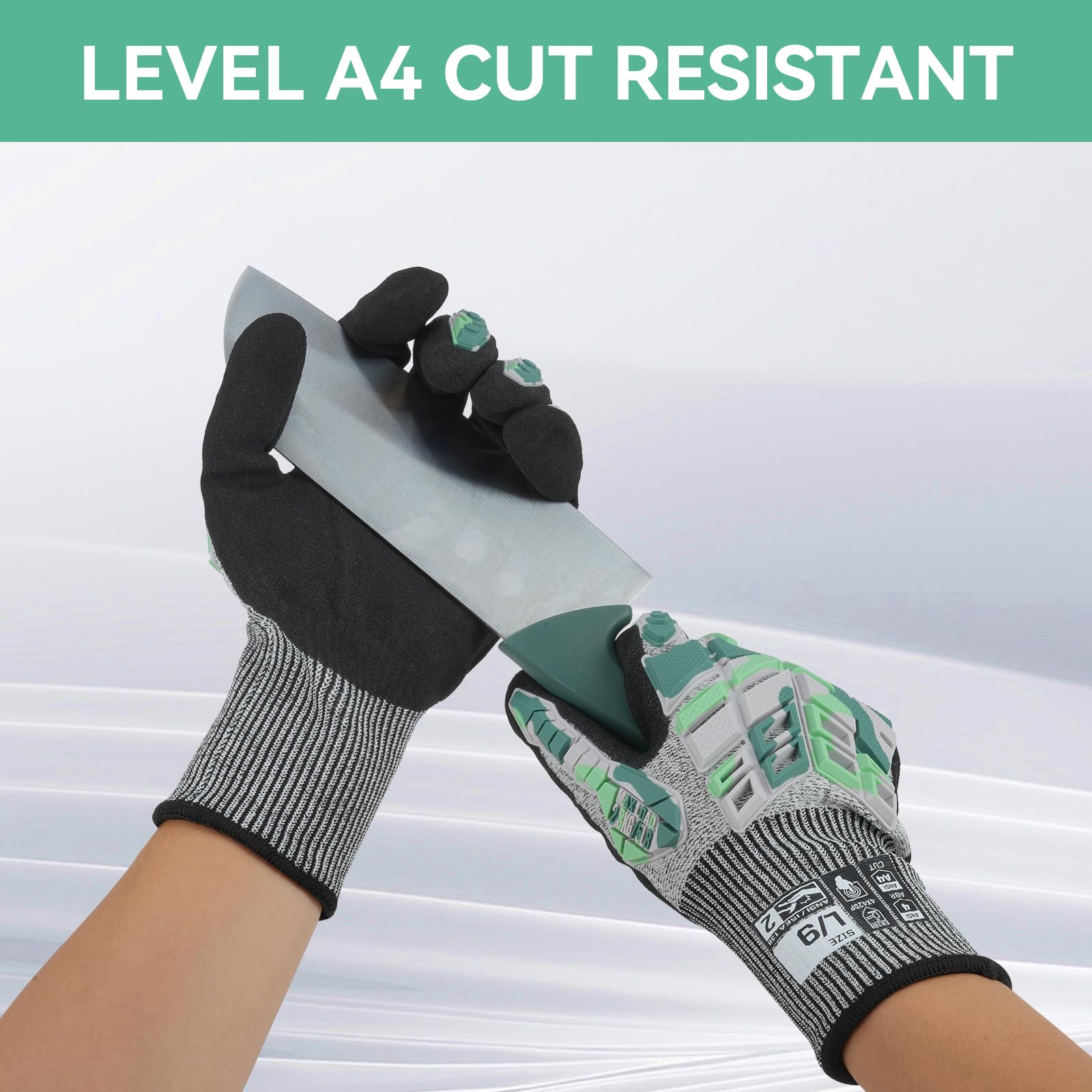 Gants de travail de sécurité, gants de frappe pour hommes et femmes, résistants aux coupures, antidérapants et durables, avec poignée en nitrile, gants pour écran tactile avec protection