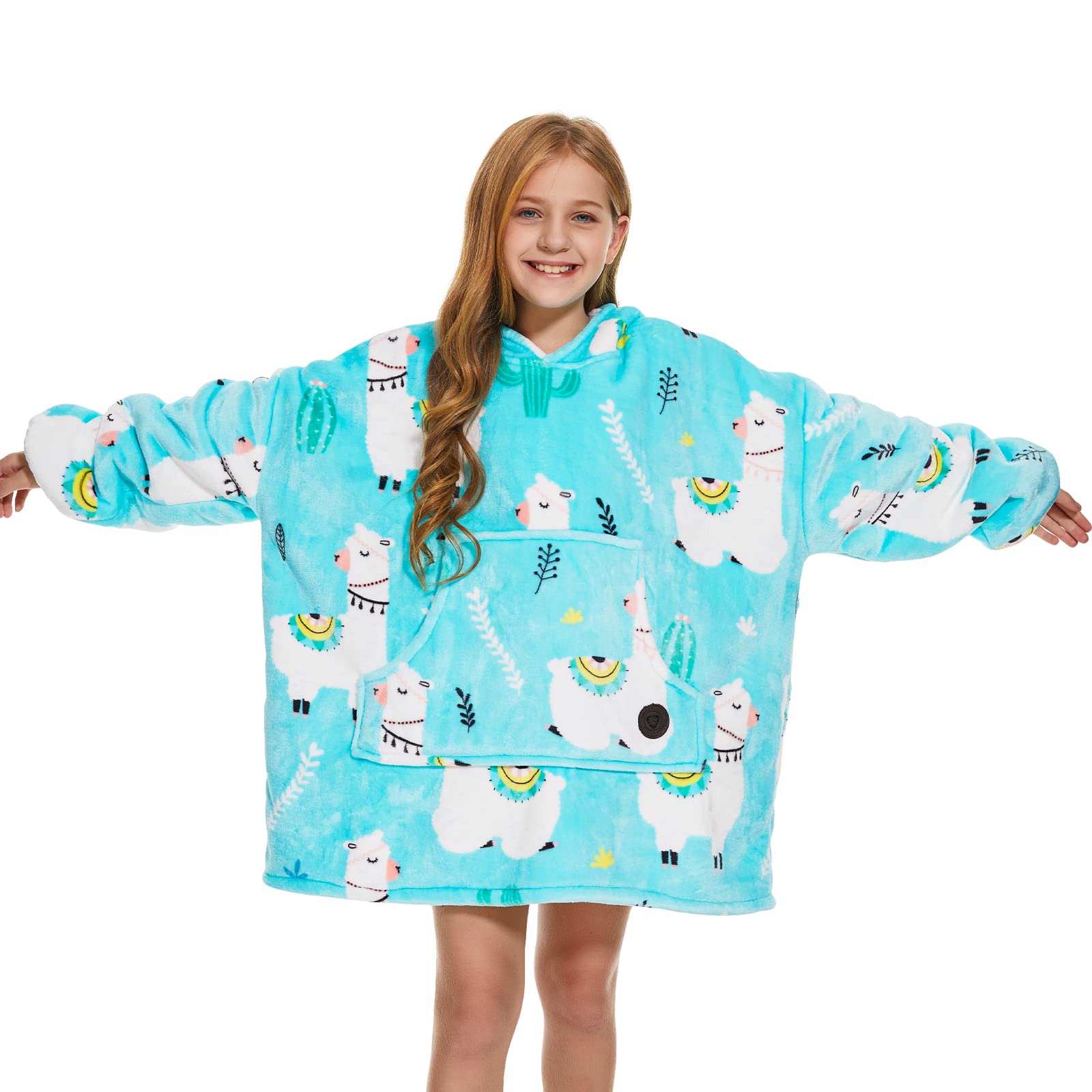 THREE POODLE Felpa Coperta Oversize con Cappuccio, Felpa Gigante Coperta Indossabile con Maniche, Coperta con Cappuccio Ultra Morbida e Calda, Cozy Hoodie Felpa Pile per Donna,Uomini e Bambini, Regalo