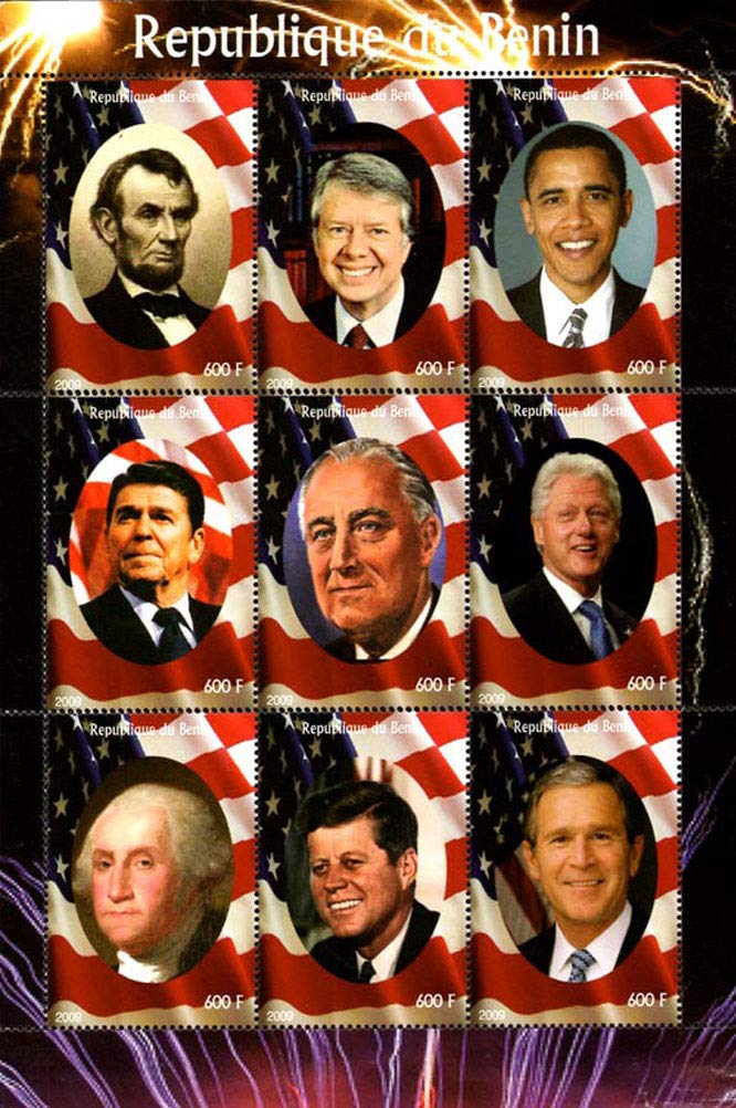 Benin 2009 Famous US Presidents 9v Mint Thematic Stamps Africa (1 Full Sheet)