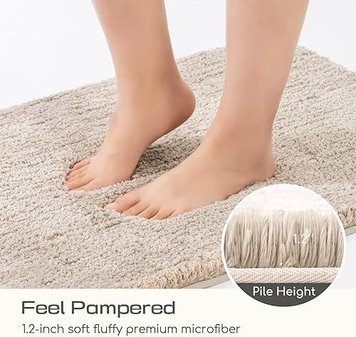 Miniatura 4 de ROSMARUS Alfombras de baño peludas antideslizantes de 20 x 32 pulgadas, tapete de baño absorbente de agua, tapete de ducha suave para suelo y