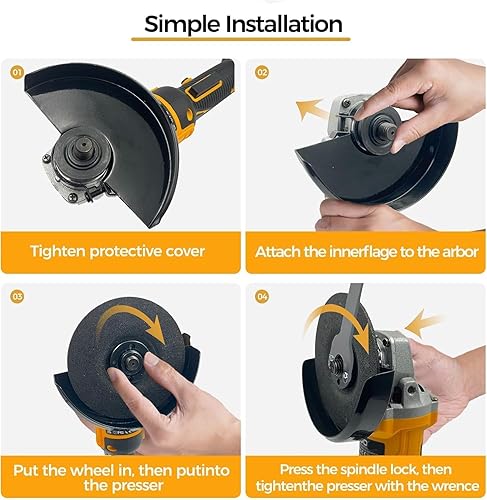 Miniatura 5 de Amoladora angular inalámbrica para batería Dewalt de 20 V, motor sin escobillas, 3 velocidades variables, amoladora de 4-12 pulgadas para cortar,
