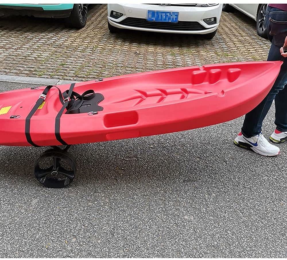 Carrello per Kayak, Carrello per Canoa per Barca Pieghevole con 2 Ruote in Gomma Solida, Carrello in Alluminio per Rimorchio Resistente