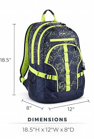 FUEL Hiking Laptop Backpack, College Bookbag, Travel Daypack with 5 Compartments, Dynamo Tech Pocket, 18.5 Inches