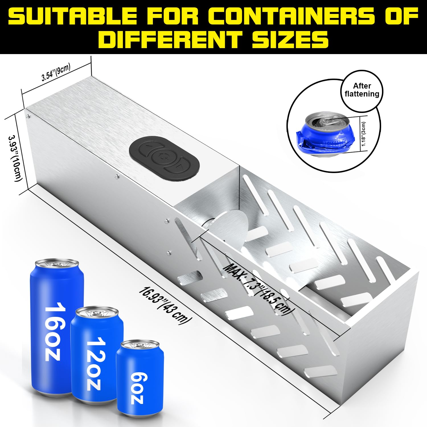 Broyeur de canettes électrique pour recyclage de canettes de 12 oz ~ 16 oz, broyeur automatique de canettes, presse-agrumes mural pour selters en aluminium, soda, colle,