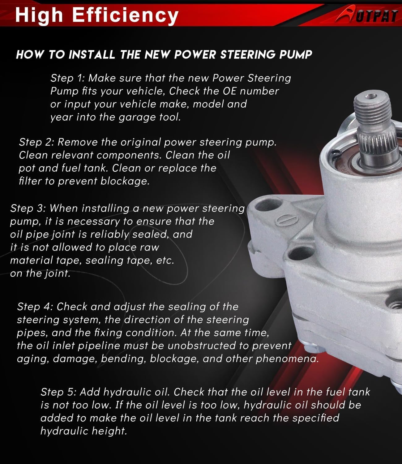 21-5066 Power Steering Pump Fits for:-Honda CR-V L4 2.0L CRV 1997 1998 1999 2000 2001, Civic L4 1.6L 1996 1997 1998 1999 2000 For:-Acura EL 1997-2000 L4 1.6L OE# 56110P2A013, 56110P2A023, 56110P2A003