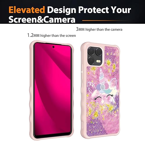 Miniatura 183 de Cricket Debut S2 - Funda compatible con AT&T Calypso 4 U380AC U380AA con protector de pantalla de vidrio templado, soporte de anillo, purpurina