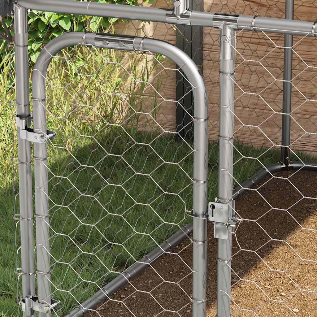 Perrera para perros al aire libre de acero galvanizado con techo de 400 x 200 x 150 cm, con cierre, jaula independiente para cachorros y perros, protección, seguridad, jardín, entrenamiento