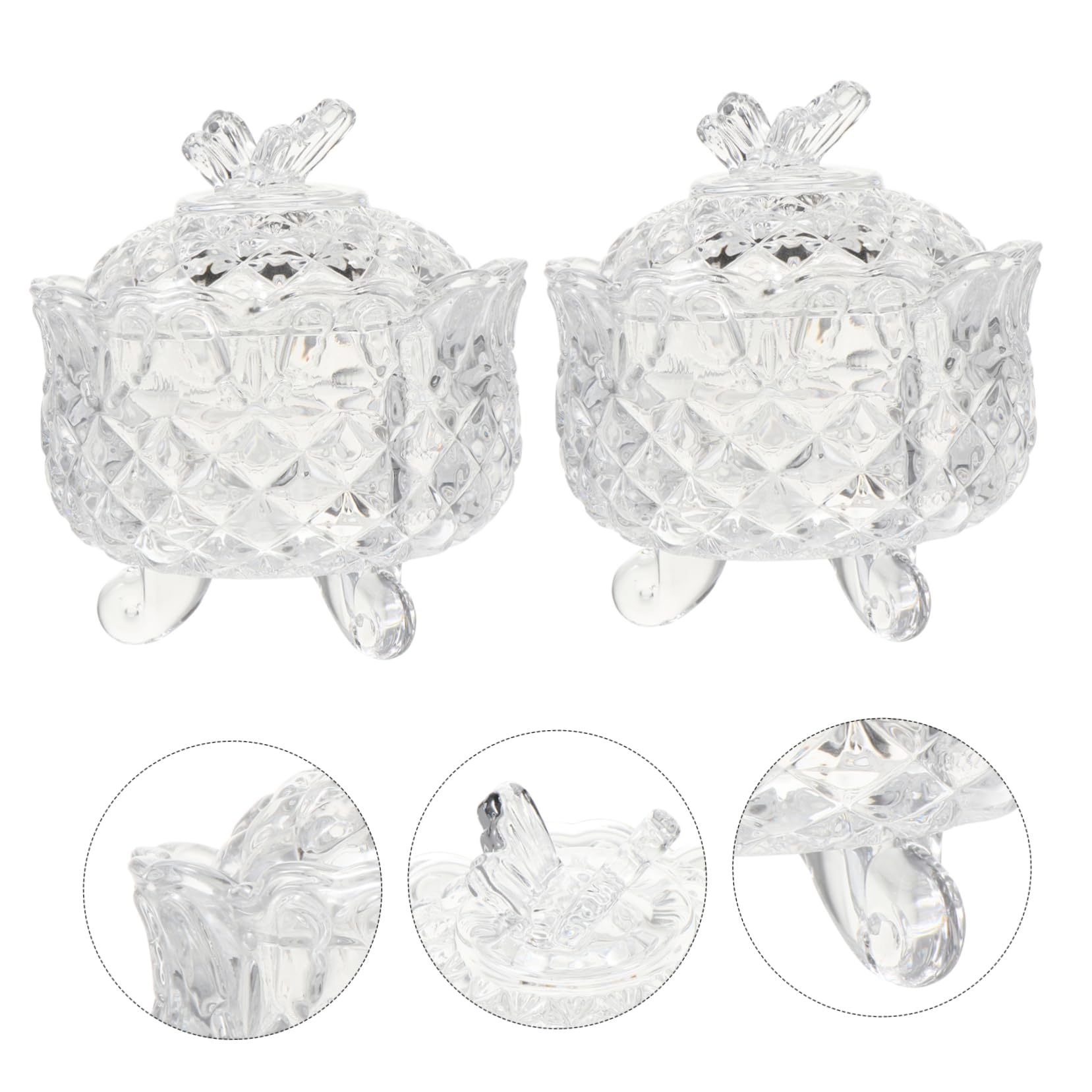 SOLUSTRE Tarro de Cristal Transparente Tapa en Forma de Mariposa, Juego de 2 Piezas, Diseño Elegante y Compacto para Almacenar Dulces y Caramelos