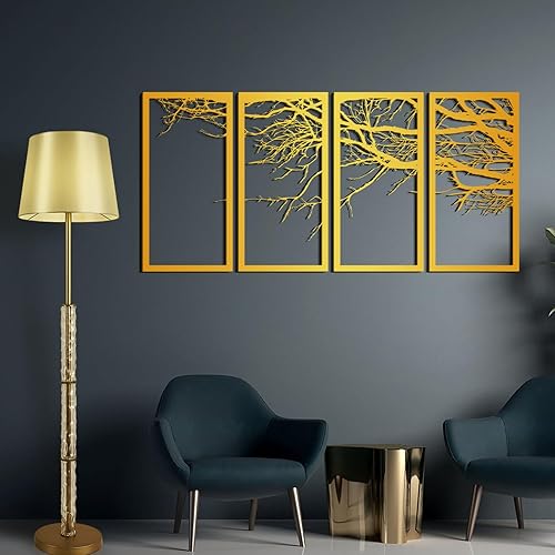 Miniatura 5 de Arte de pared de metal árbol de la vida, decoración de pared de metal de 4 paneles, arte de pared de metal, árbol de la vida de metal, arte de pared