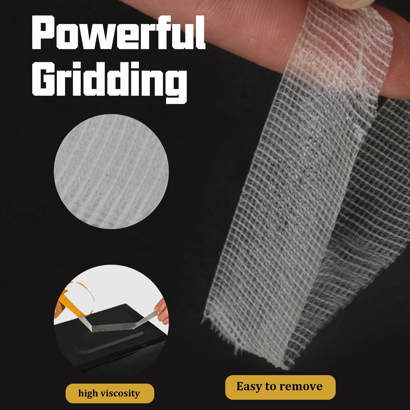 Tozio Double Sided Tape Heavy Duty, Tozio Super Sticky Resistant Clear Tape Cloth, High Adhesive Double-Sided Gauze Fiber Mesh Tapes For Walls Carpets Glass (3pcs,0.79 1.18 1.97in