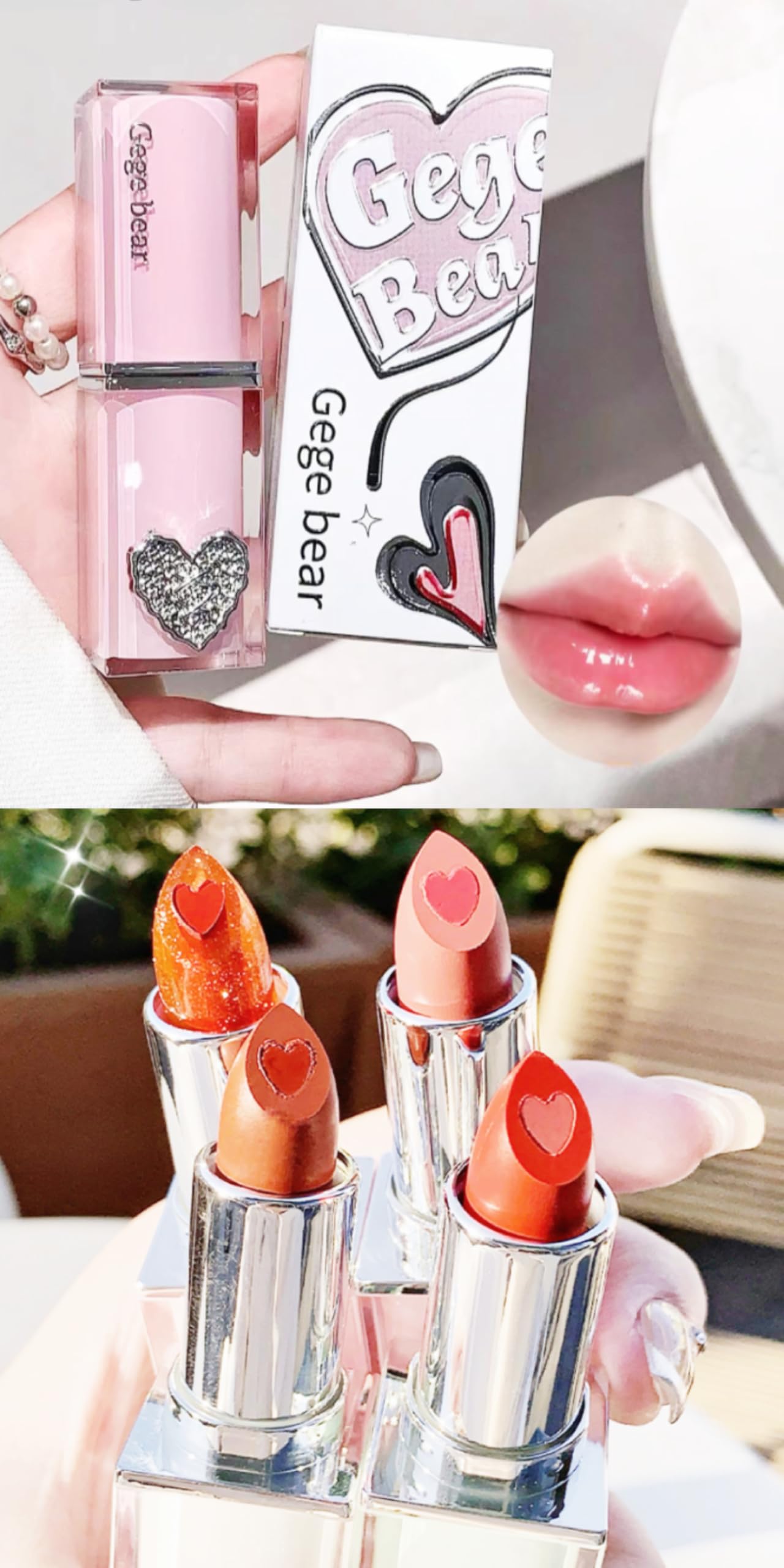 Gege Bear Crystal Clear Love Sandwich Lipstick for Women | Glossy Mirror Shine | Moisturizing, Lightweight & Non-Sticky Formula | Love-Tinted Colors that Glide Like Butter | 6 Irresistible Shades to Steal the Spotlight | (04# Transparent Red Brown, 3.8g)-picture-11