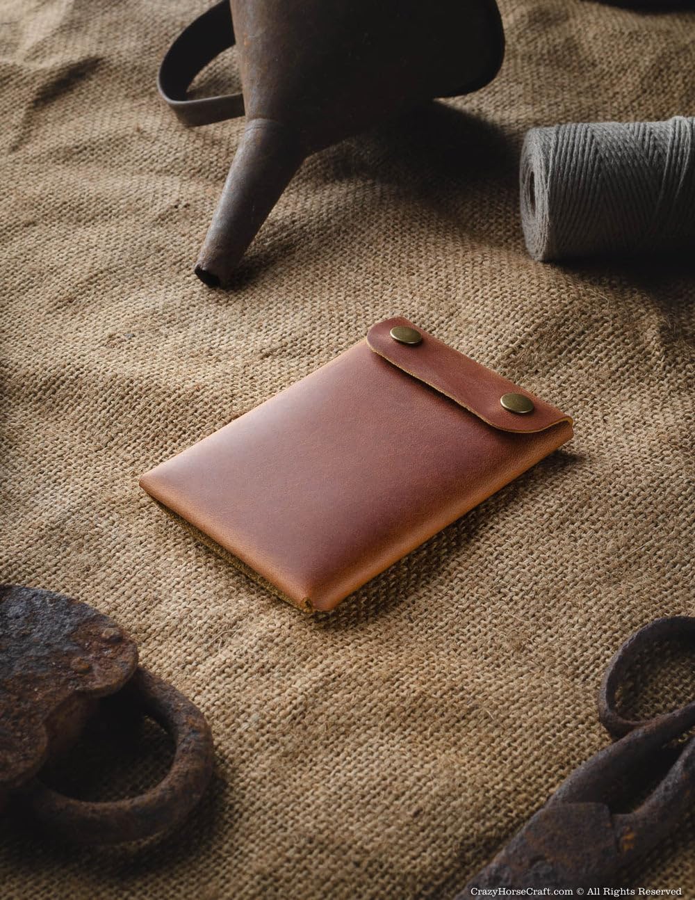 Crazy Horse Craft Geldbörse und Schlüsseletui Leder, Slim Kartenhalter Set