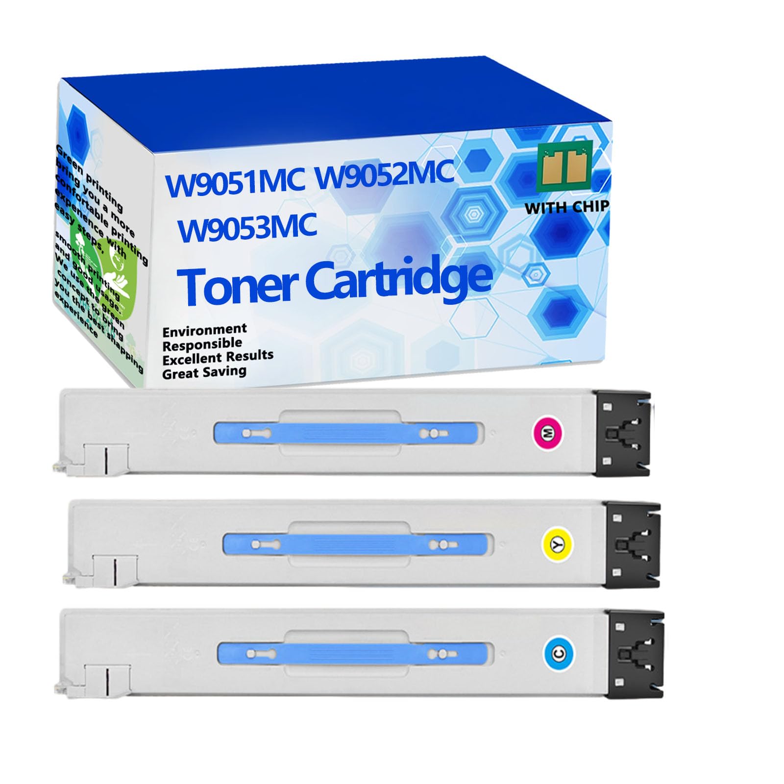 For HP W9050MC W9051MC W9052MC W9053MC Compatible Toner Cartridge, Replacement High Yield work with Color Managed MFP E87640 E87650 E87660 Printers.,3 MYC-1 pcs