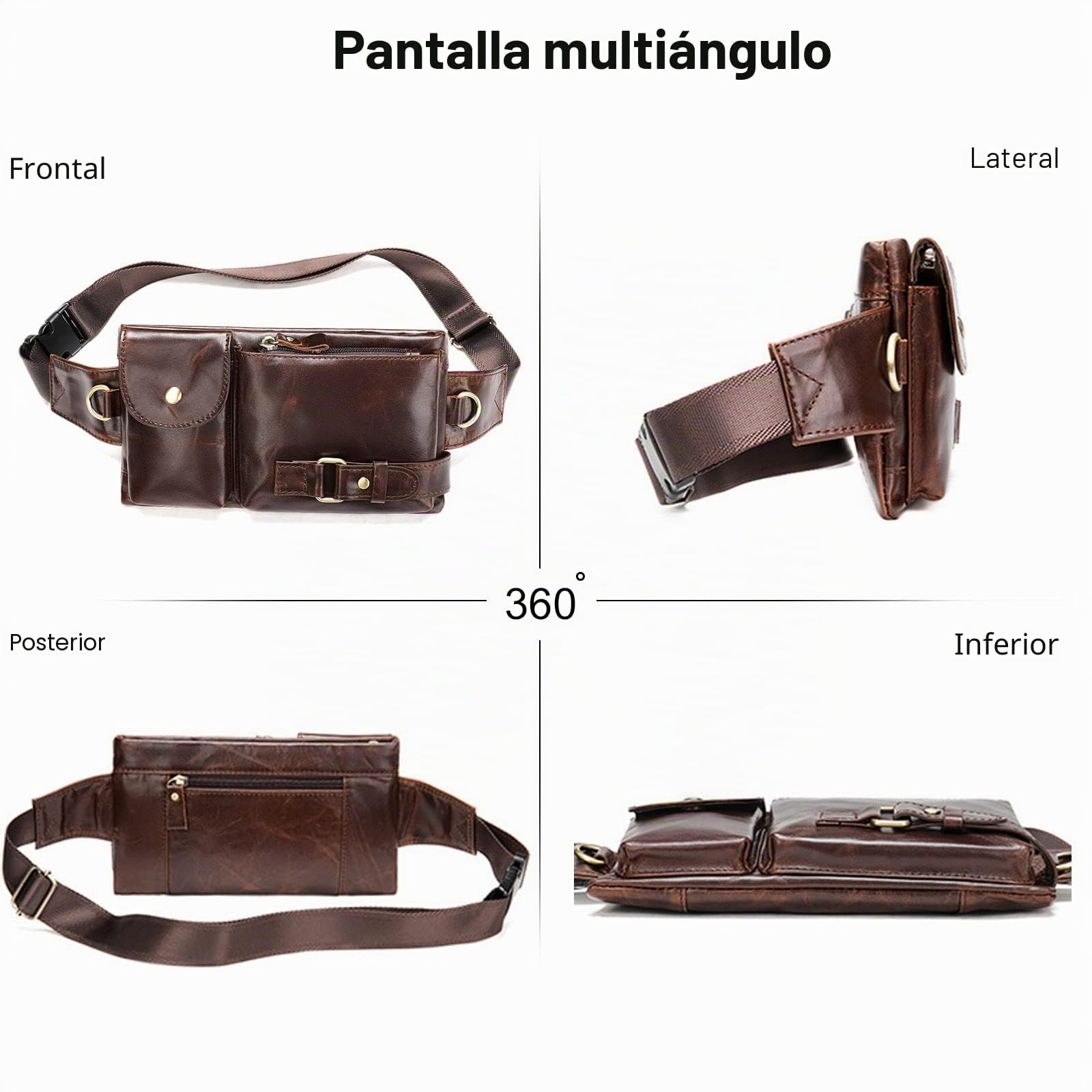 FANDARE Retro Riñonera Hombre Bolso Hombro Bolsa de Pecho Cuero Bolsa Cruzada Bandolera Impermeable Bolsos Bandolera para Hombres Excursionismo Senderismo Escolar Viaje Crossbody BagMarrón B