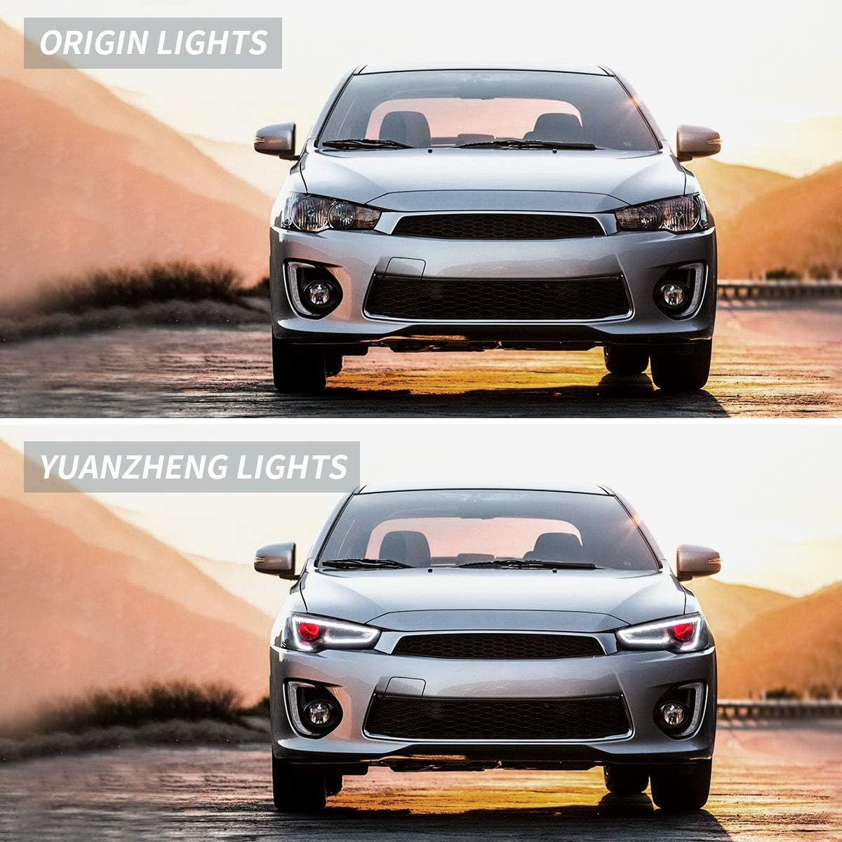 YUANZHENG Sequential LED Headlights Assembly for [ Lancer EVO X Sedan 2008-2018] YAA-YS-0162CH (Projector)