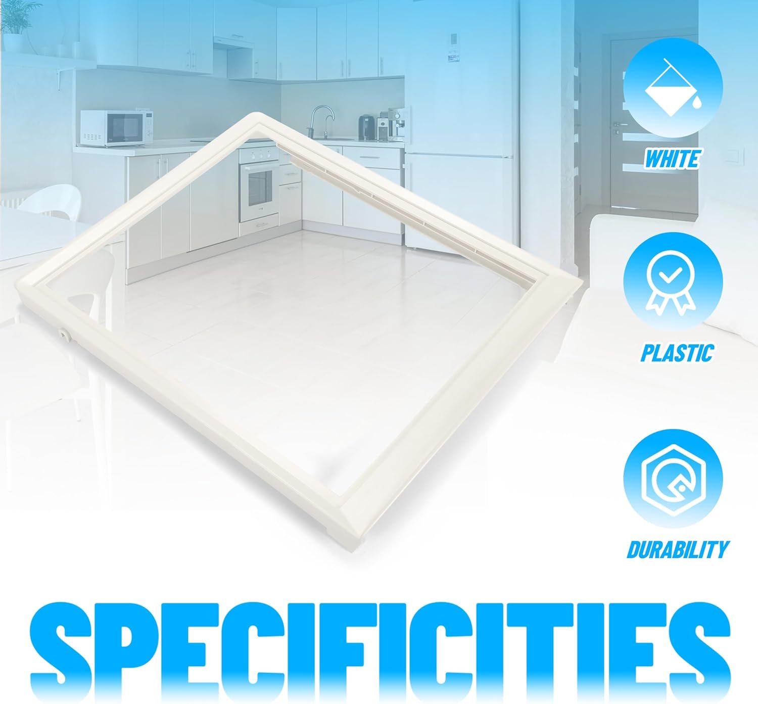 HECASA 240350702 Crisper Pan Drawer Cover Shelf Frame Compatible with Electrolux Refrigerator Crosley Frigidaire Gibson Kelvinator White Replacement only