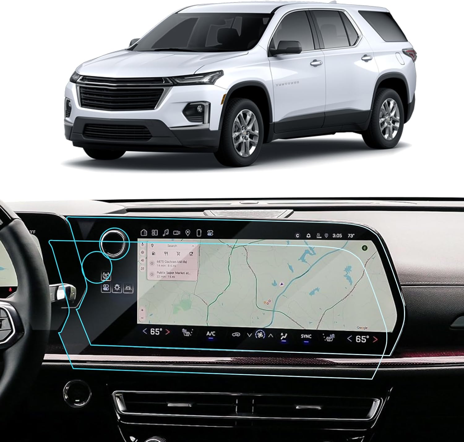 2PCS Car Screen Protector for 2024 2025 Chevy Traverse RS/Z71/LT/LS & 2024 2025 Blazer EV Accessories Navigation Nano Touchscreen Protector Film HD Clear Anti-Glare 17.7'' for 2024+ Traverse/Blazer EV 17.7''