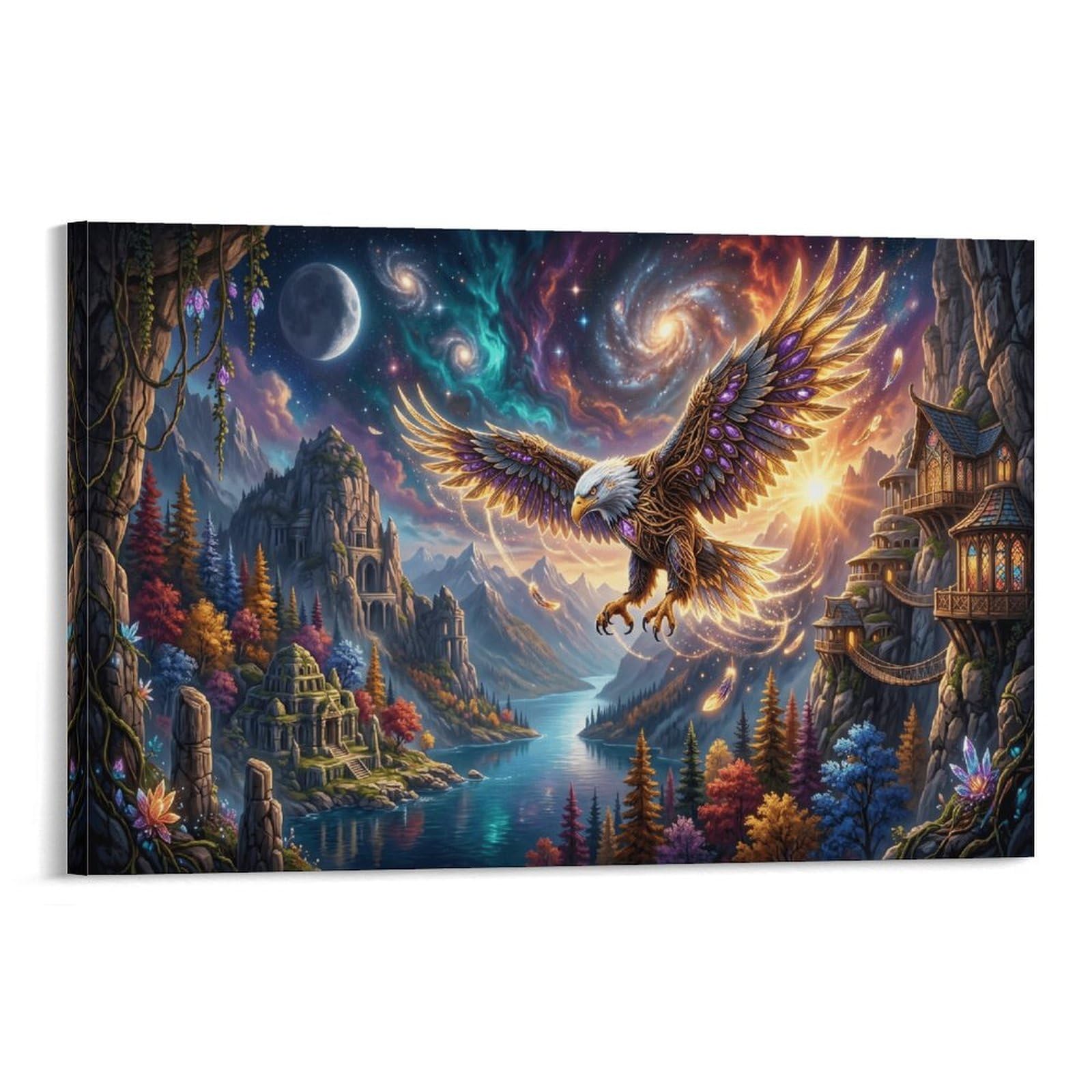 XPASHIQWC Eagle Poster Artwork Galaxy Vortex Giclee Canvas Prints Modern Canvas Wall Art Picture Wall Hanging for Living Room Home Decorations 20x30inch(50x75cm)