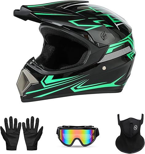 Casco Motorcross, casco todoterreno para motocross, casco ATV, casco de motocicleta juvenil, casco de cara completa unisex, cómodo y ligero,