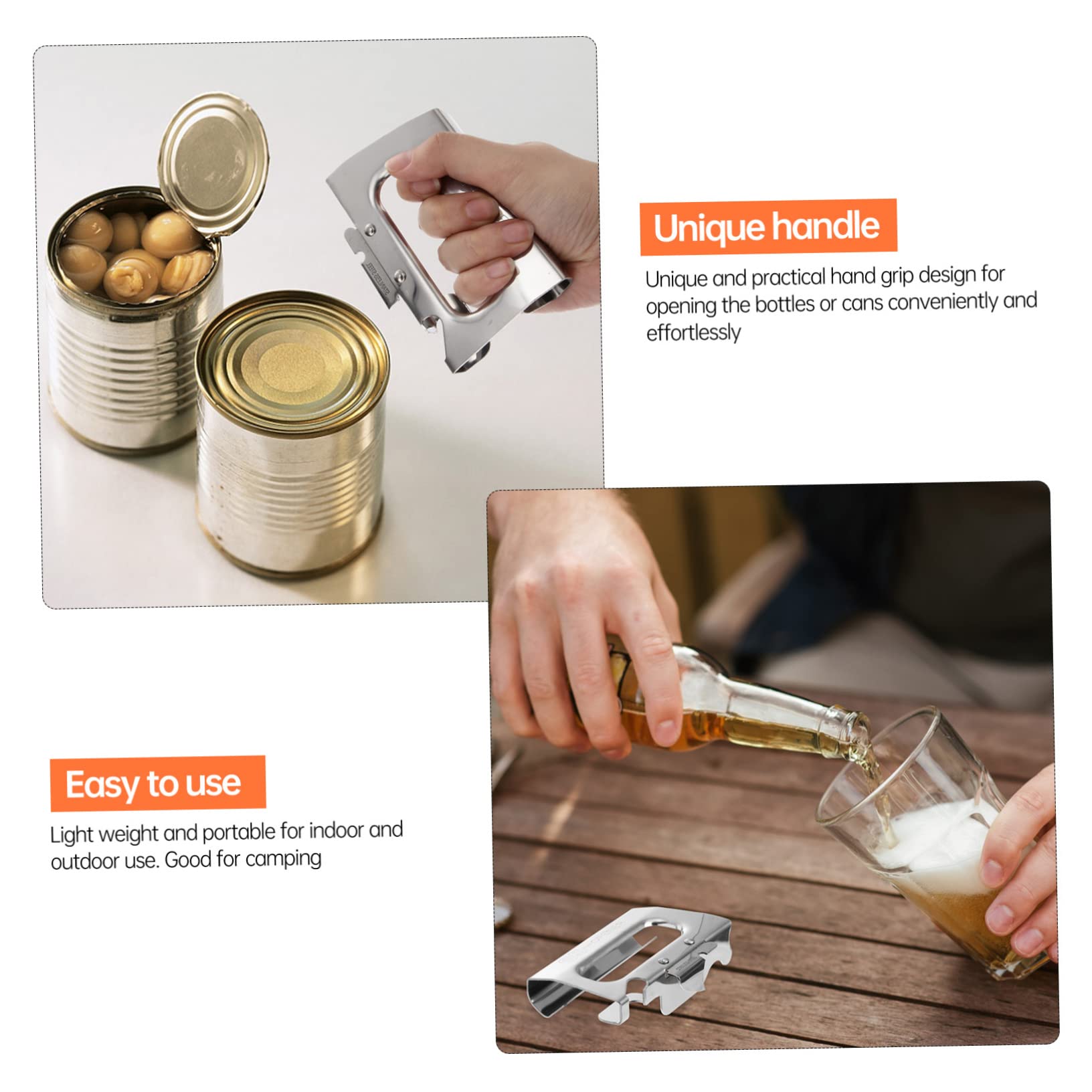 3piezas Abrebotellas De Acero Inoxidable Multifuncional Herramienta De Cocina Práctica Para Abrir Latas y Botellas Diseño Ergonómico y Liviano Para Uso Diario