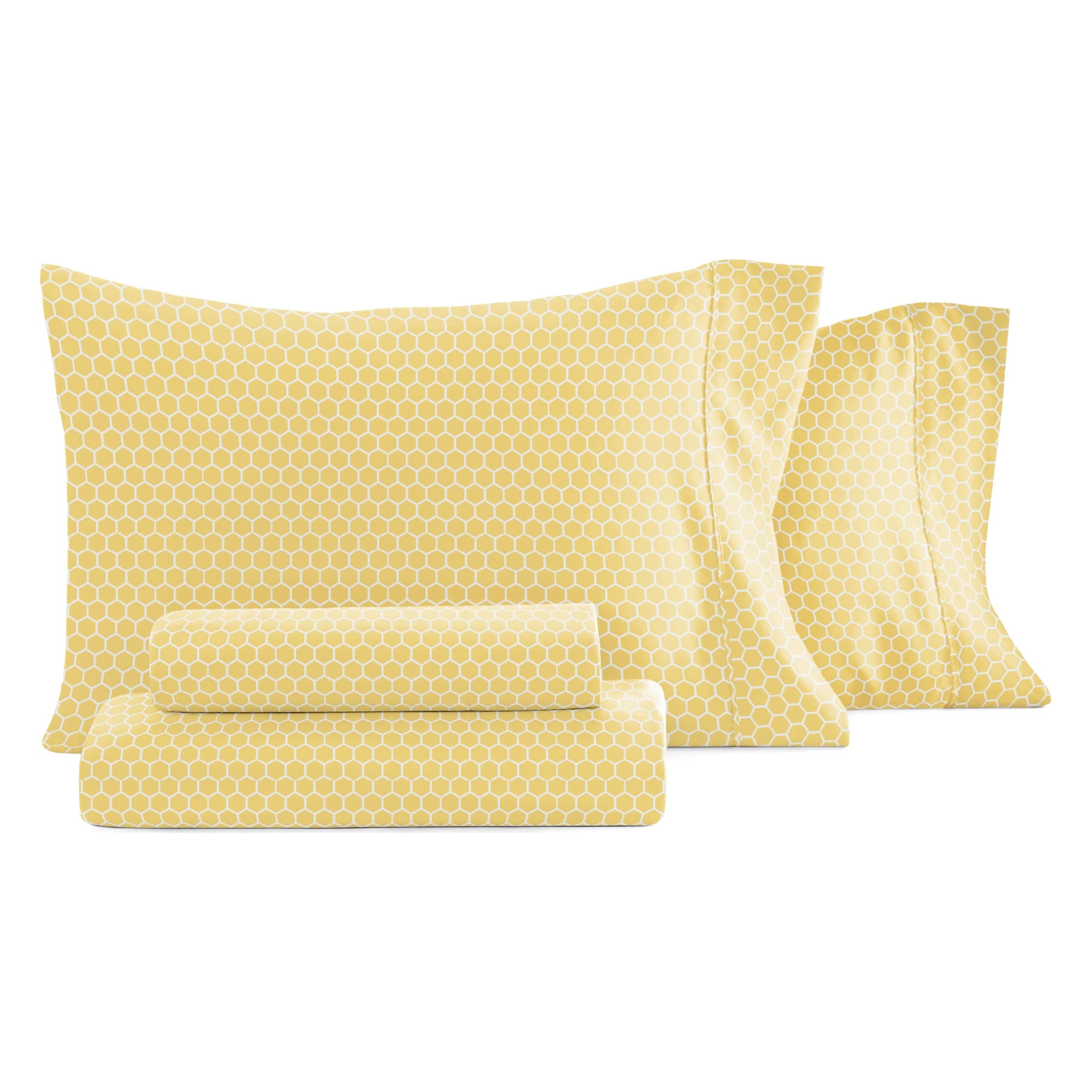 Linen Market 4 Piece Queen Bedding Sheet Set (Yellow Geometric) - Sleep Better Than Ever with These Ultra-Soft & Cooling Bed Sheets for Your Queen Size Bed - Deep Pocket Fits 16" Mattress