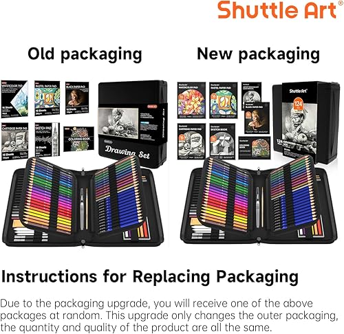 Miniatura 8 de Shuttle Art Kit de dibujo de 124 piezas, suministros de dibujo profesional con boceto, carbón, colores, grafito, lápices y palos pastel,