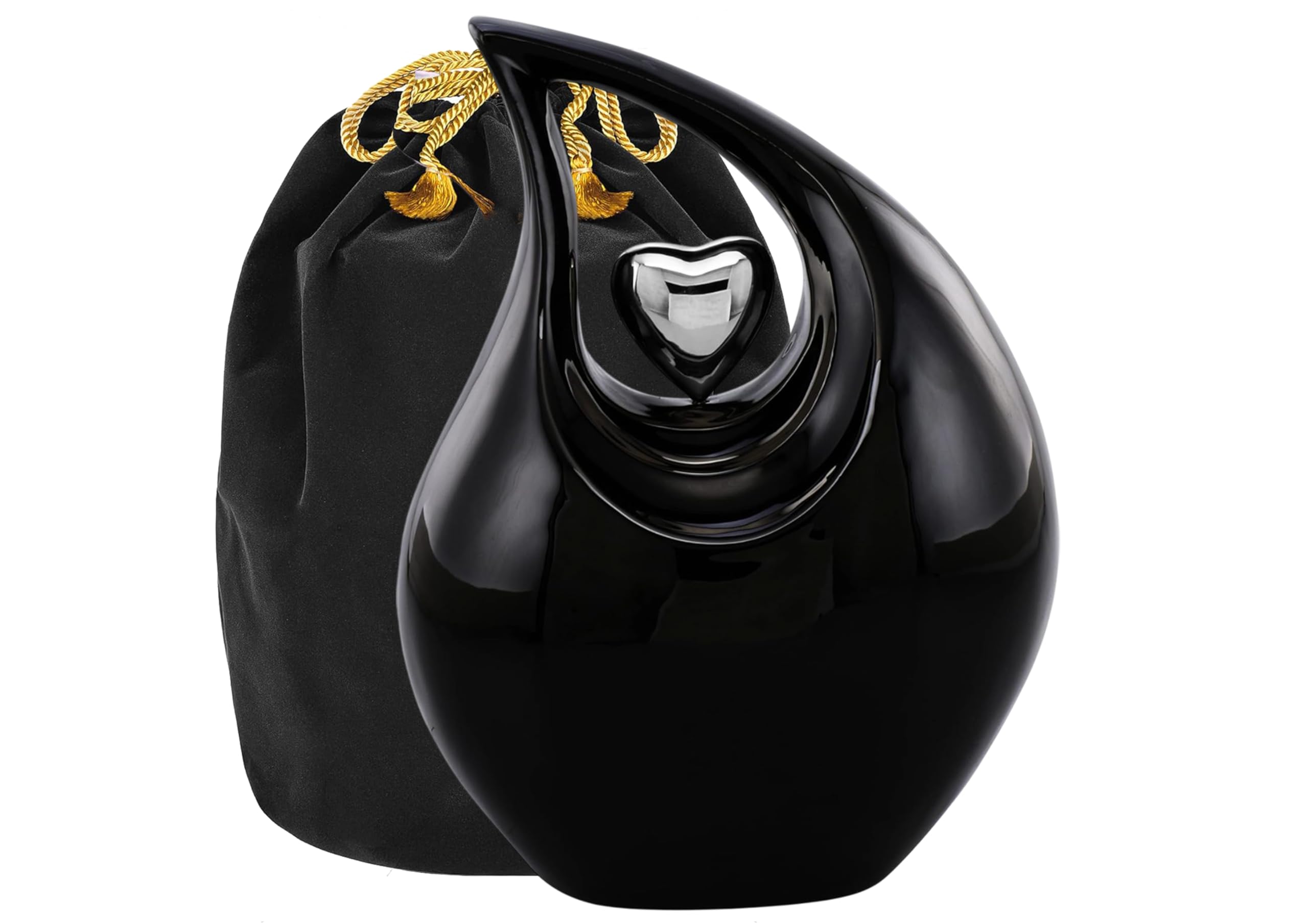 Urns of Dignity Heart of Love Adult Cremation Urns for Human Ashes - Decorative Urns,Urns for Human Ashes Female & Male,Urns for Ashes Men & Women,Funeral Urn (Adult Non-Customize, Black) โ image 1