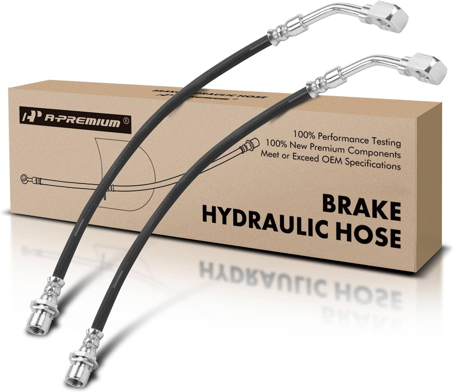 A-Premium Front Driver and Passenger Brake Hydraulic Hose Compatible with Select Buick and Pontiac Models - Rendezvous 2001-2005, Aztek 2001-2005 - Replace# 15267635(Pack of 2)
