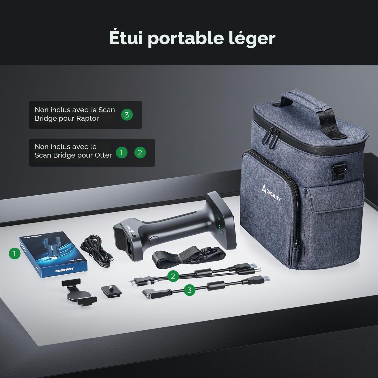 Creality Scan Bridge pour Scanner 3D CR-Scan Raptor, Prend en Charge la Mise en Miroir d'écran Sans Fil WiFi 6, Grande Capacité et Charge Rapide, Léger et Compact à Utiliser