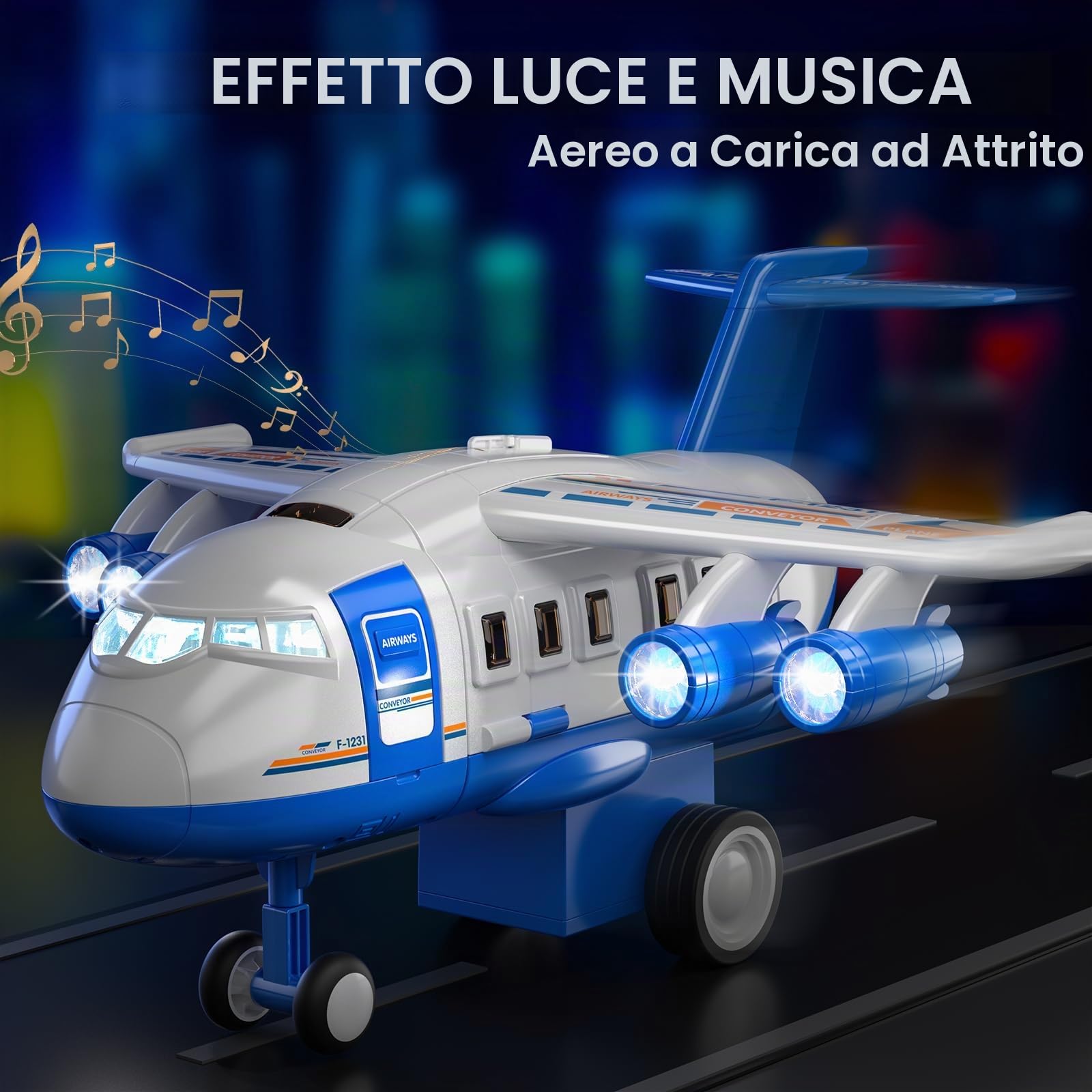TEMI Giocattolo aereo per bambini giocattolo da corsa auto per 3 4 5 6 7 ragazzi a traformed aereo garage avventura con 8 City Cars per bambini età 2-6