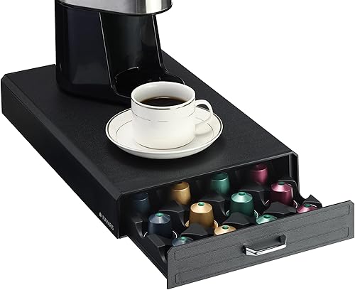 Navaris Cajón para cápsulas de café, bandeja organizadora de almacenamiento de cápsulas para encimera, compatible con tamaños de cápsulas y cápsulas