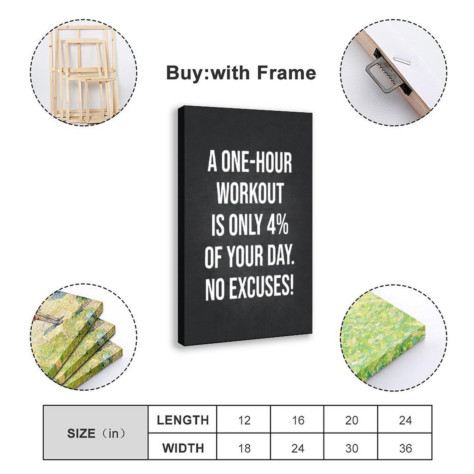 Cartel motivacional con impresión motivacional de entrenamiento 4% de día para decoración de habitación, pósteres inspiradores, arte de pared, 60 x 90 cm