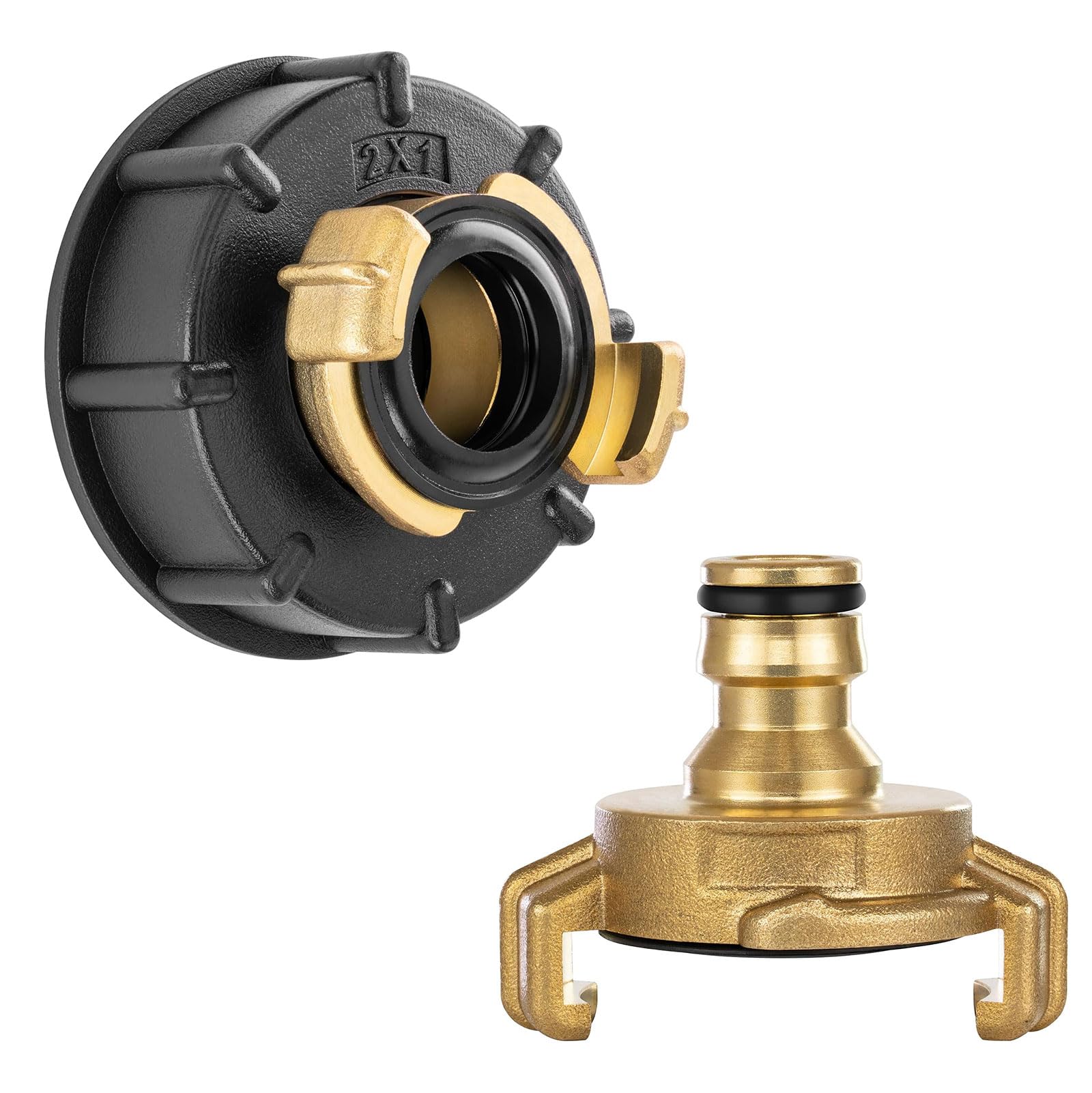 IBC Adapter S60x6 to 1" Male with Hose Click Lock Connector