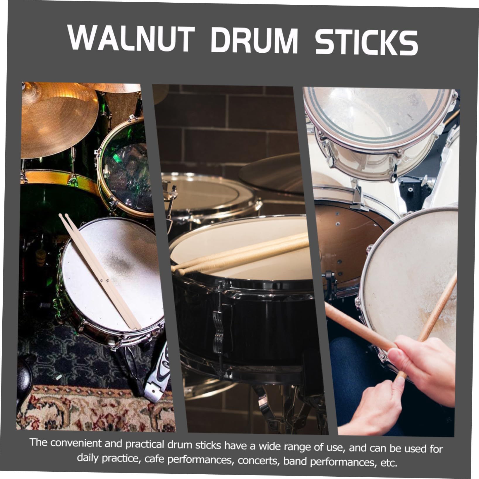 Supvox 20stücke Holz Schlagzeugstöcke für Bühne und Praxis Robuste Drumsticks mit Komfortablem Griff für Musiker und Anfänger