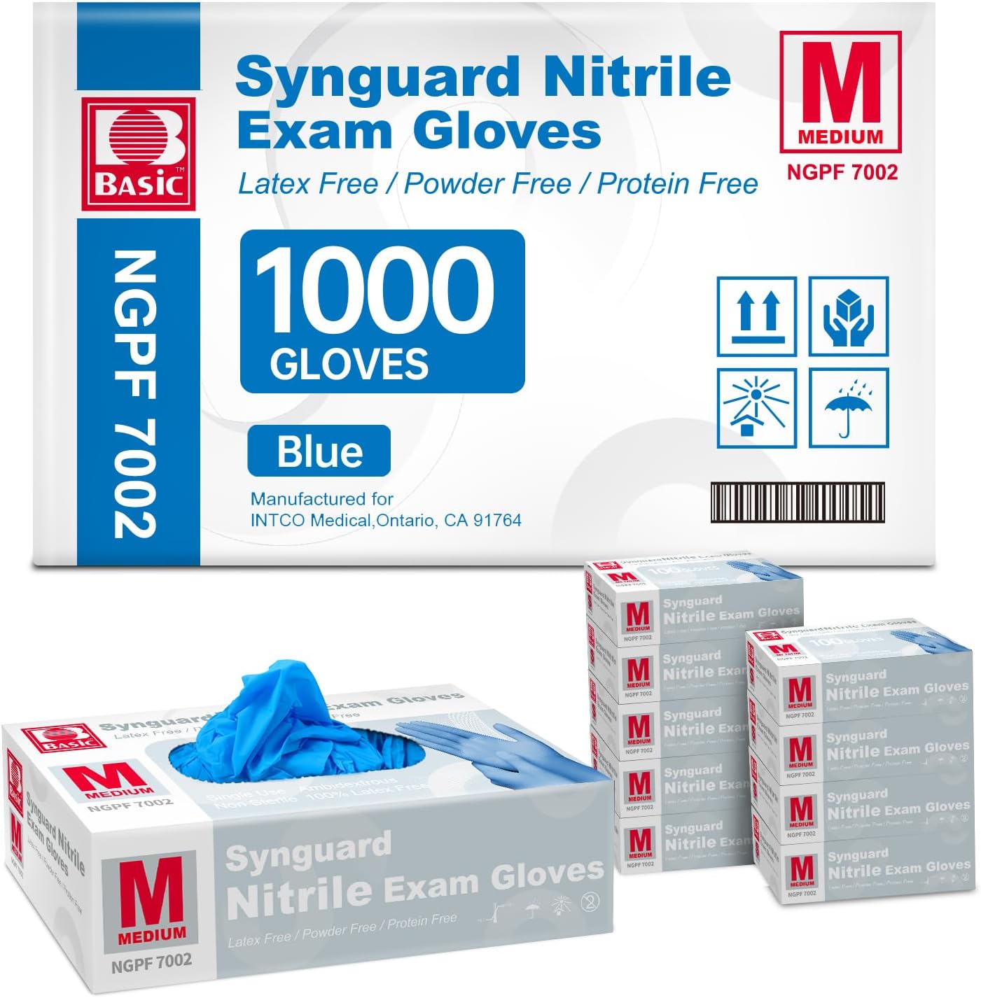 Supmedic Basic Medical Nitrile Exam Gloves, Powder-Free Latex-Free Food Safe Disposable Glove, Blue 1000 pcs (Medium)