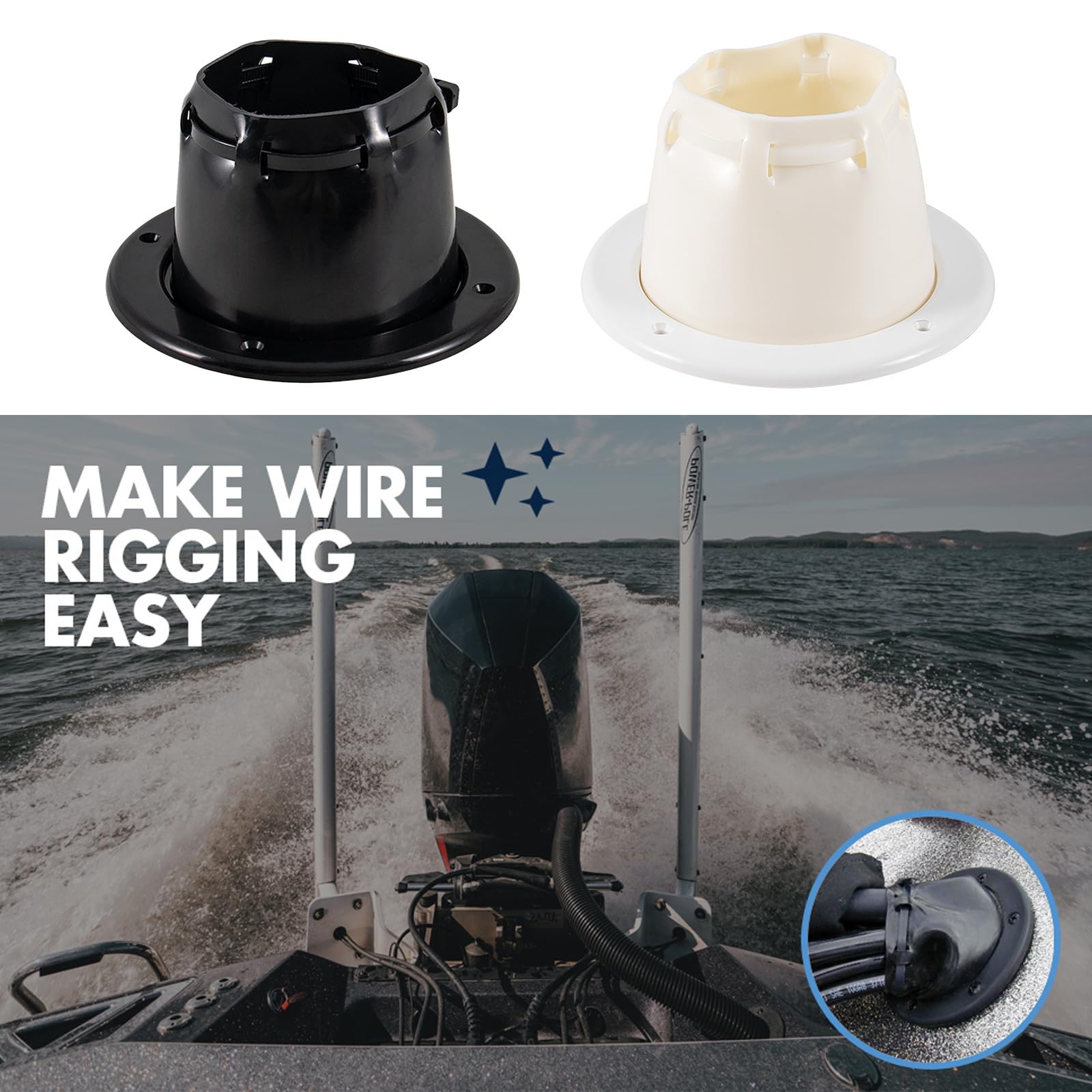 Montesy Professional Marine Cable Boot Boats Transom & Motor Well Rigging Boot with Cable Tie Waterproof Silicone