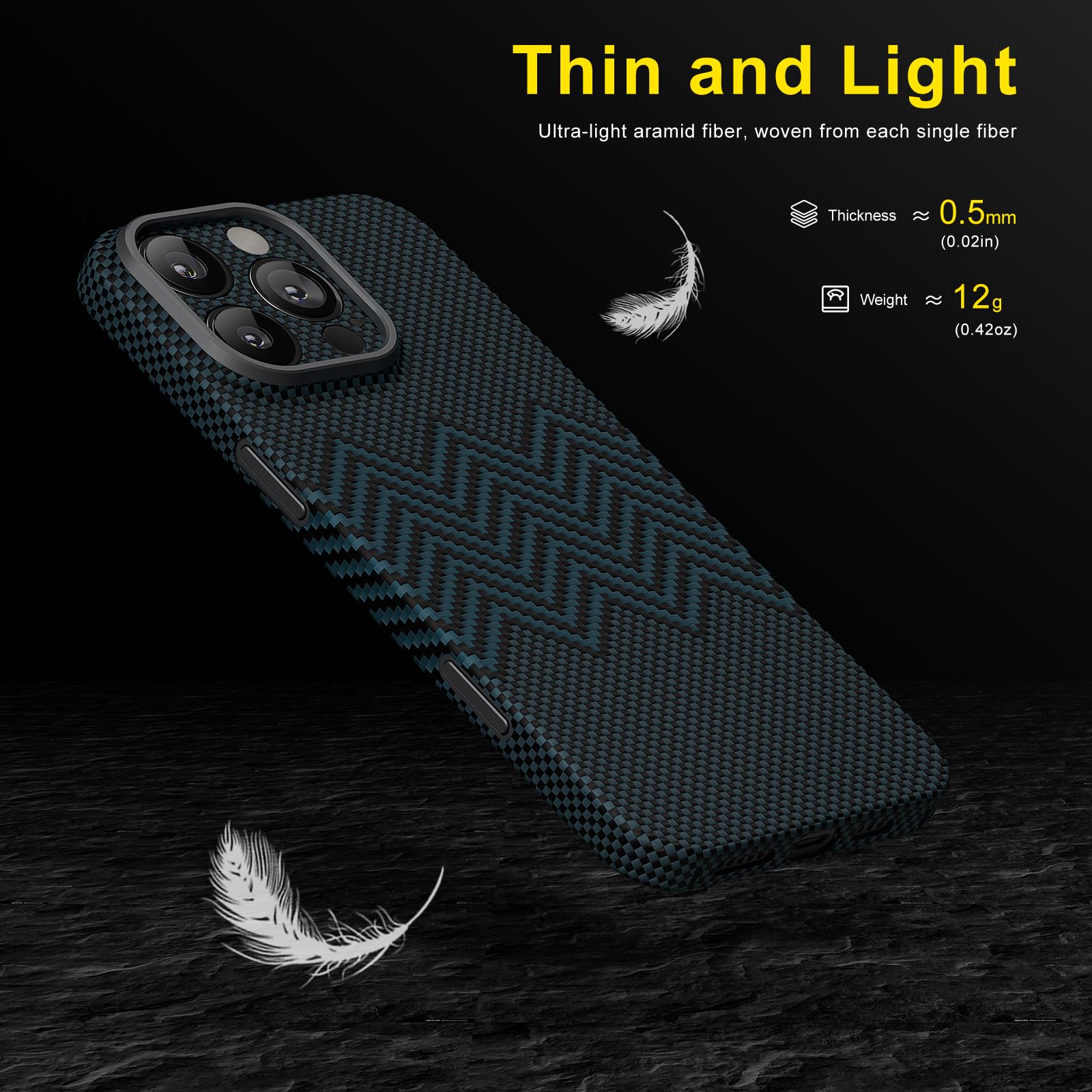 memumi for iPhone 16 Pro Max Carbon Fiber Case with Wavy Texture - Image 3