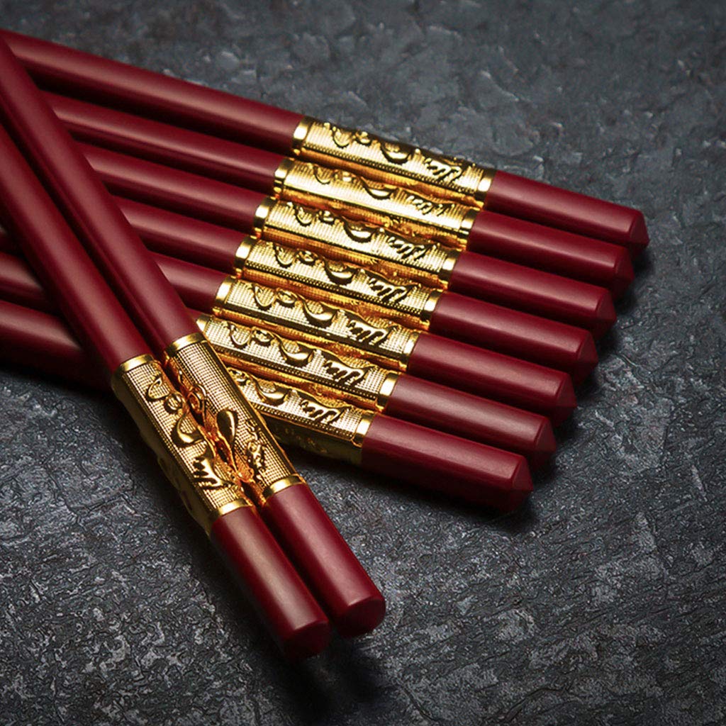 Baguettes, baguettes chinoises Chinese Chopsticks Reusable Dishwasher Safe10 Pairs Fiberglass Alloy Chopsticks Non-Slip Bulk ChopsticksRed Chop Sticks Multipack Luxury Chopsticks for Food,B(A)