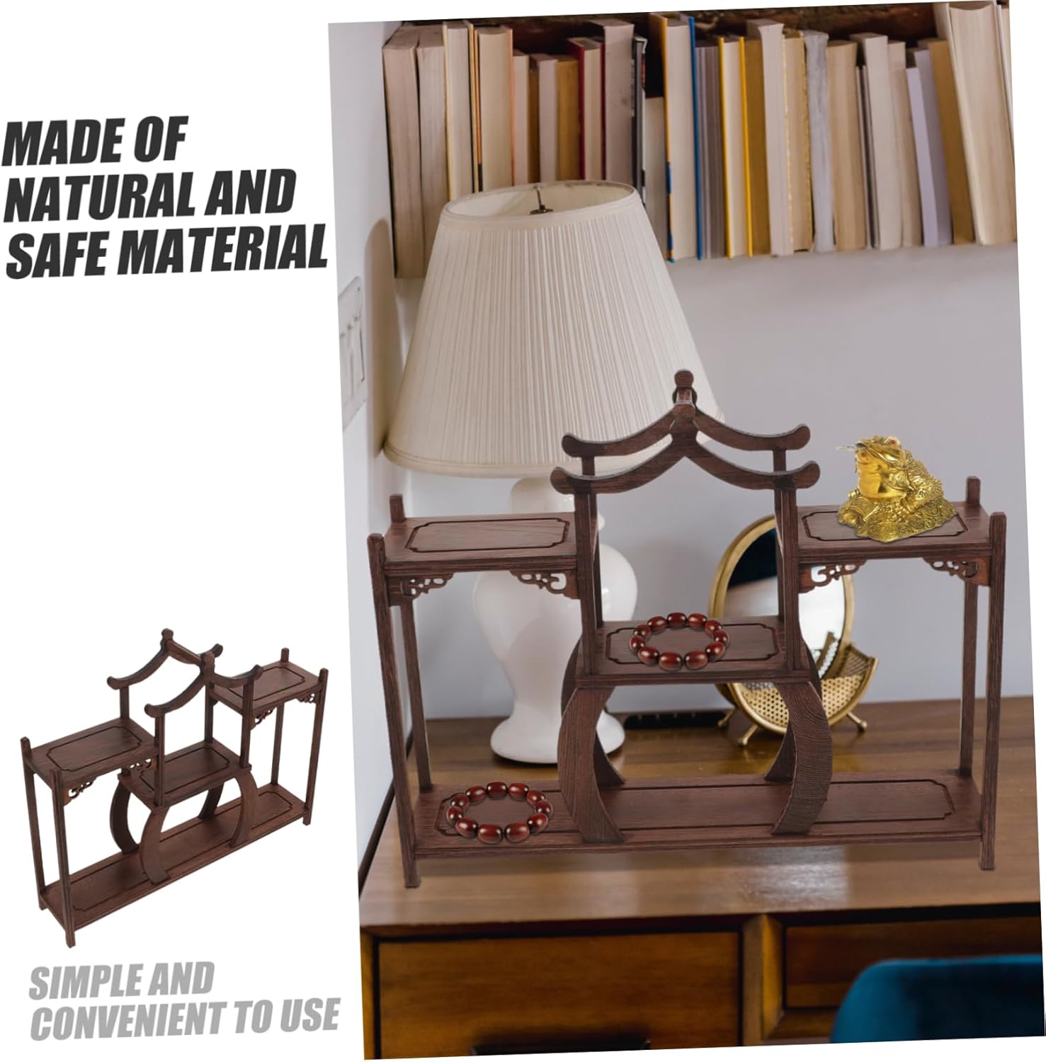 Antique Wooden Shelf Plant Stand for Indoor Plants Decorative Pedestal Stand Multi-function Display Rack for Adornments and Jewelry