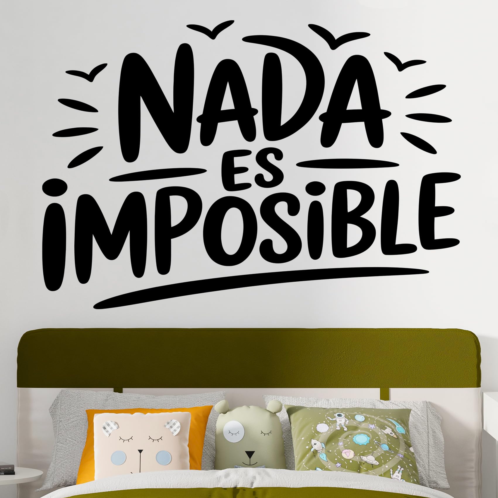 Vinilo Motivacional con Frase Inspiradora "Nada Es Imposible", Pegatina Decorativa para Hogar, Oficina o Gimnasio, Adhesivo de Pared con Mensaje de Superación y Energía Positiva (Negro, 120 x 83 cm)