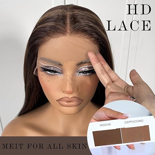 Miniatura 4 de Peluca de encaje frontal con reflejos 427, predepilada, densidad 180, rubio miel, pelucas largas y rectas de encaje frontal, pelucas sintéticas sin