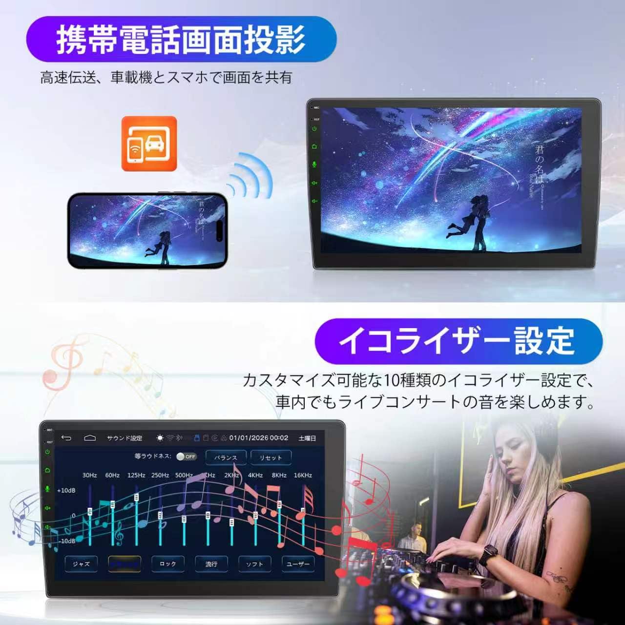 Amazon.co.jp: ディスプレイオーディオ 10インチ 2din カーステレオ大