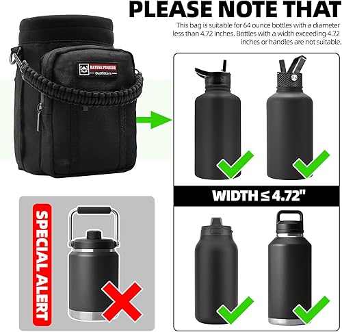 Vista 3 de NATURE PIONEOR Soporte para botella de agua con correa de 25, 32, 40, 64 onzas, funda aislante para botella de agua para senderismo, campamento al