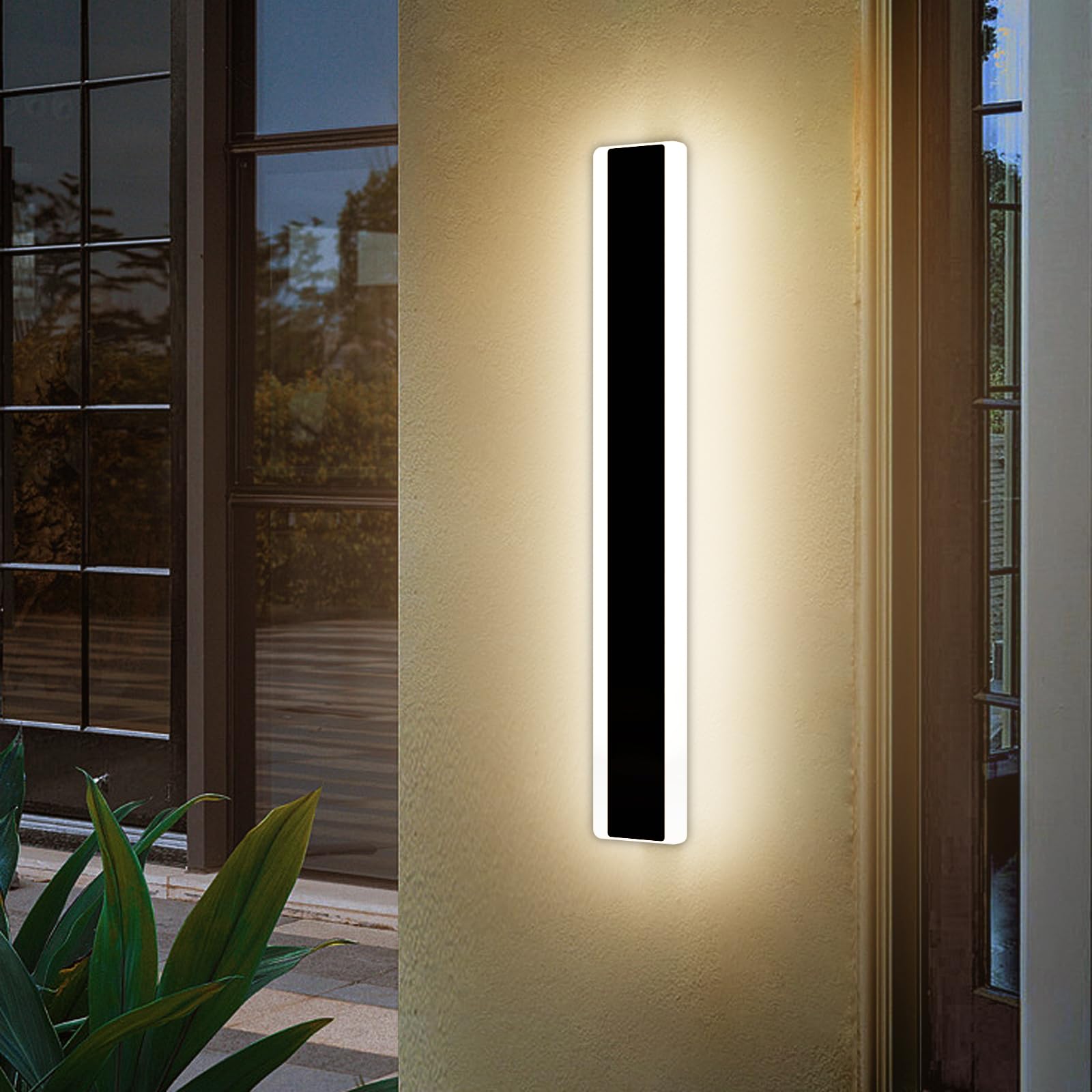 Outdoor Modern Wall Light 60CM, 18W 1100LM Long Strip Wall Sconce with 3000K Warm White Light, IP65 Rainproof Outside Porch Wall Fixture for Garden Patio Garage — view 35