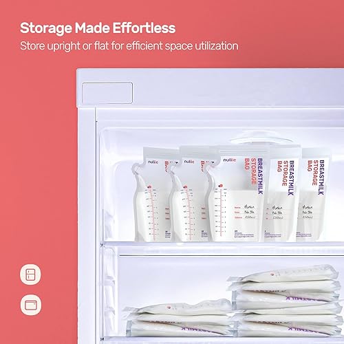 Miniatura 6 de Nuliie 50 bolsas de almacenamiento de leche materna, bolsas de almacenamiento de leche materna de 8 onzas, sin BPA, bolsas de almacenamiento