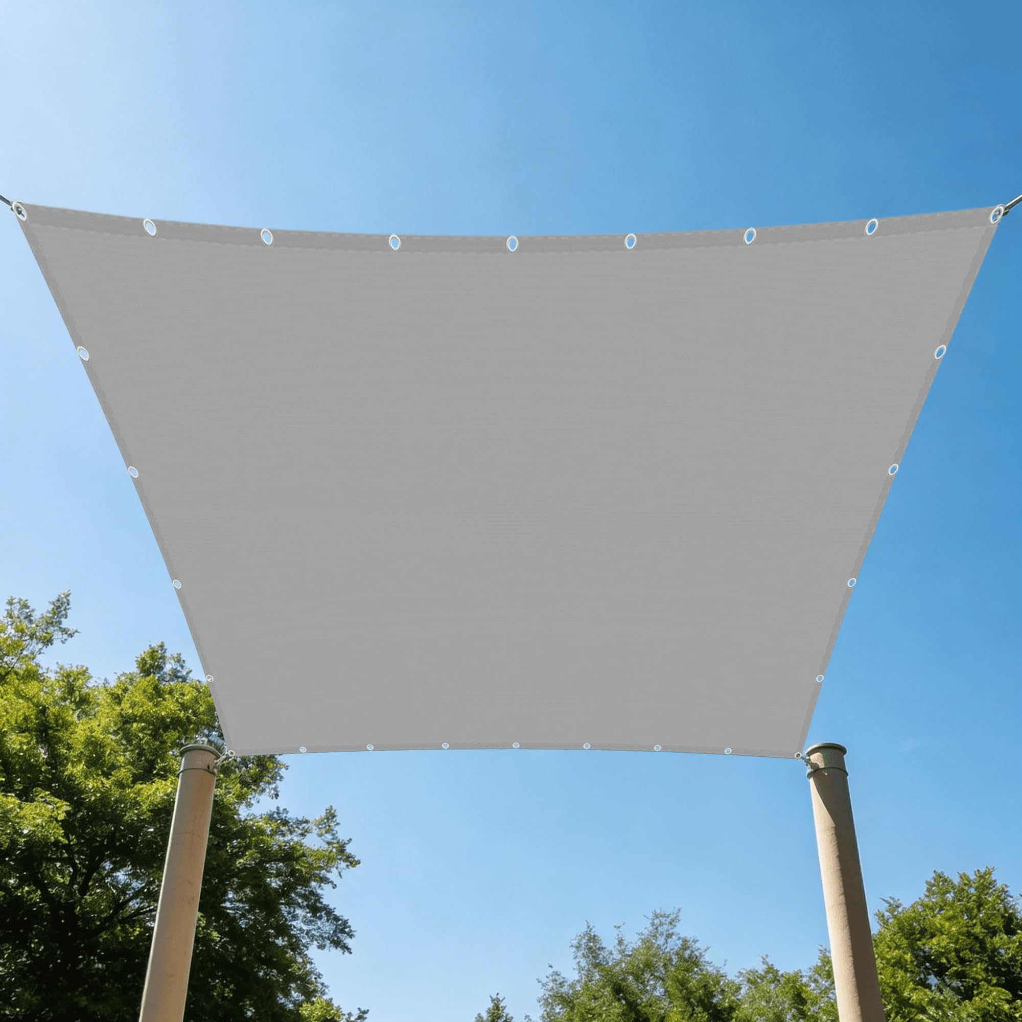 Voile d'ombrage rectangulaire 200x280 cm gris clair anti-UV pour aménagement de terrasse et jardin