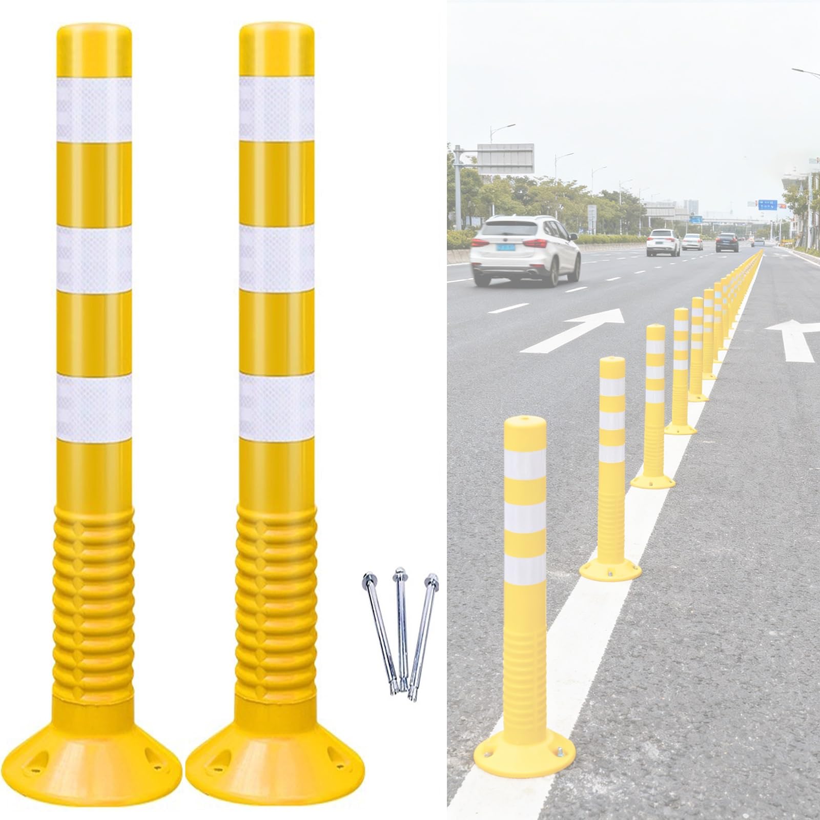 Barrière de sécurité durable avec poteaux de délimitation de circulation flexibles premium