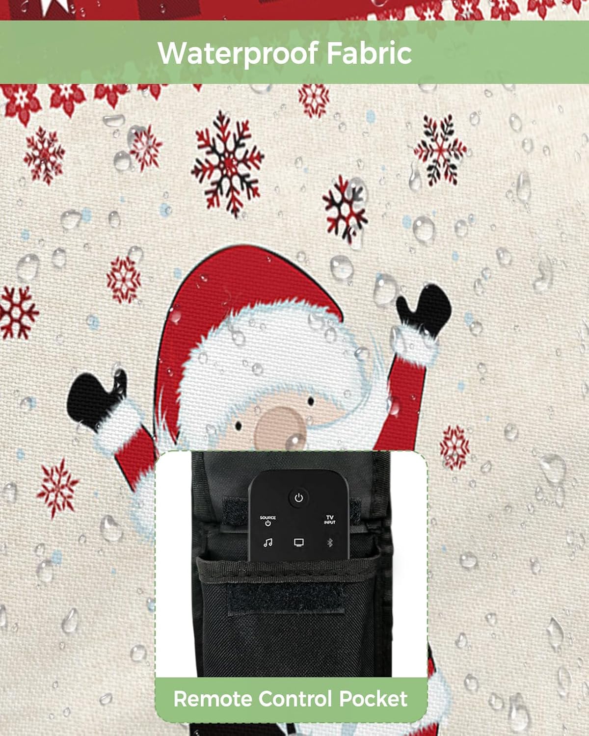 Outdoor TV Cover - Merry Christmas Gnome Santa Claus Snowflakes Border Waterproof and Weatherproof 80"-85" LCD Movable Shield TV Display Screen Protector Outside Television Covers