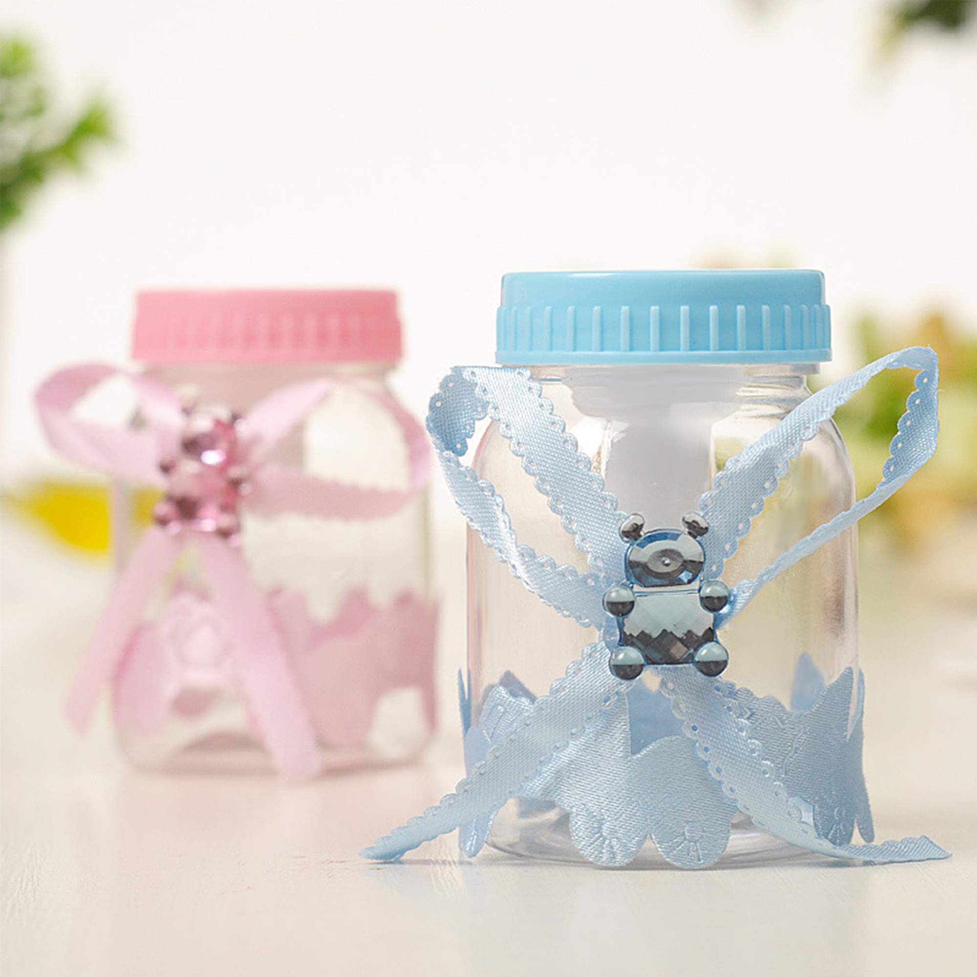 Schneespitze 24 pezzi Biberon Portaconfetti Vasetto Caramelle,Caramella Biberon Bottiglia,Favori di Nozze Forma di Bambino Bottiglia,Baby Shower Battesimo Bottigliette Regali Decorazione